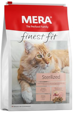 MERA Finest fit Sterilized, Katzenfutter trocken für sterilisierte oder kastrierte Katzen, Trockenfutter aus frischem Geflügel und Reis, fettarmes Futter ohne Zucker (10 kg)