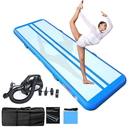 Air Tumbling Matte Track 10/20cm hoch Turnmatte Aufblasbare 2 m 3 m 4 m 5 m 6 m Gymnastikmatte mit Elektrischer Luftpumpe Trainingsmatte für Zuhause, Turnhalle, Garten, Yoga, Cheerleading, Fitness