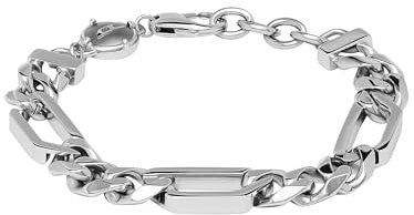 Diesel Armband Für Männer Stahl, Länge: 180-195mm, Breite: 11.5mm, Höhe: 5.5mm Silber Edelstahlarmband, DX1351040