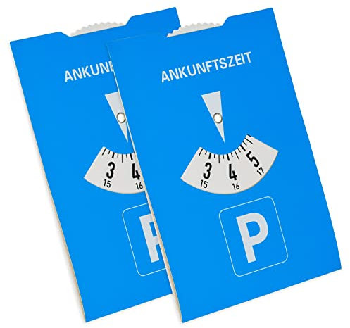 Parkscheibe, 2 Stück, in Blau, aus Papier, doppelseitig einstellbar, Parkuhr mit ANKUNFTSZEIT, für Auto, LKW, Wohnmobil, Parking Disc Blue, Parkscheiben, Parkkarte, Blaue Papier Park Scheibe Karte