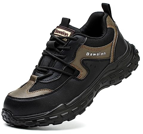 Nasogetch Chaussures de Sécurité Hommes Légère Basket de Securite Homme Femme Confortable Respirantes Chaussures de Travail 519 Marron 41 EU