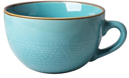 kyaoayo Kaffeetasse Tasse, Groß Keramik Suppentassen, 700 ml Mikrowellen Suppenschüssel, Müslischalen mit Henkel, Porzellan Kaffeebecher für Müsli Suppen, Salat Schale, Schüssel (Blau)