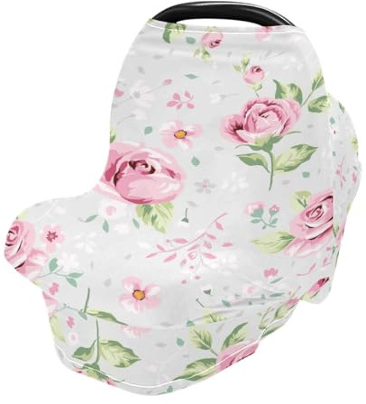 Écharpe d'allaitement vintage à fleurs pour bébé, housse de siège de voiture pour bébés, nourrissons, extensible, douce, respirante, multi-usages, cadeau pour garçons et filles