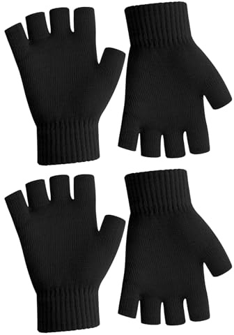 Guantes Sin Dedos Mujer,Guantes Termicos Mujer,Guantes Sin Dedos,Guantes Mujer Invierno,Mitones Mujer,Guantes Sin Dedos Hombre,Mitones Hombre,Cortados Guantes Mujer Niño Lana Sin Dedos Negro 2pcs