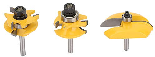 Mèche de Routeur pour Rail et Montant, Ensemble de 3 Pièces, Tige de 1/4 Po pour Cadre de Travail du Bois, Embout de Routeur à Panneau surélevé avec Carbure cémenté, Feuillure