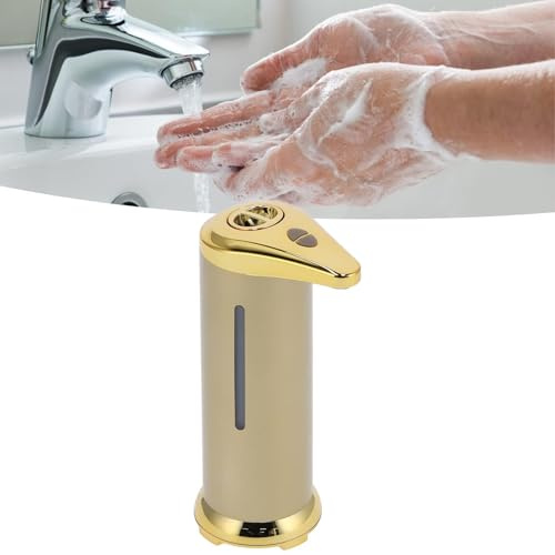 Beufee Dispenser di Sapone Automatico, Dispenser di Sapone per Le Mani da 250 ml Dispenser di Sapone touchless Dispenser di Sapone Elettrico per Bagno Cucina Hotel (Oro)