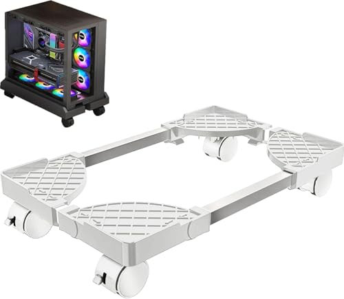 STOUCLA Support PC sous Bureau,Support Ordinateur Bureau,Accessoires pc Gamer,Convient pour Les Supports d'ordinateur Tour PC, Support Universel pour CPU à Quatre Roues(Blanc)