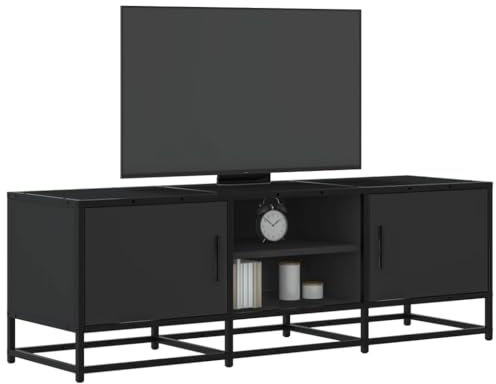 Homgoday Möbler TV-ställ svart 120 x 35 x 41 cm i spånskiva och metall, möbelskåp TV-låda lågt TV-skåp för vardagsrum industriellt TV-ställ vardagsrum