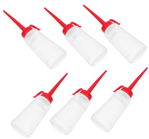Beatifufu 6pcs Transparent Sewing Machine Oil Bottles with Long Spout for Precision Dispensing Portable Lightweight Applicators for Hair Dye and Industrial Use