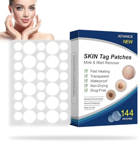 AYVRUOP 144 Pcs Unisex Verruche Rimozione,Skin Tag Remover,Cerotti Verruche Piedi,Rimuove Verruche Comuni e Calli,Rimozione di Talpe,Cerotto per la Pulizia e la Cura