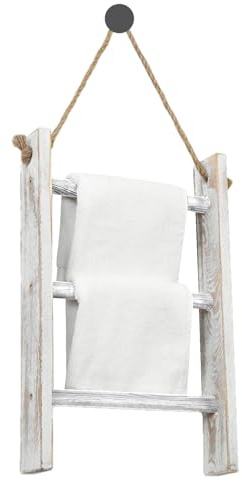 Escalera Para Mantas De Madera - Toallero De 3 Niveles Montado En La Pared, Accesorios De Barra De Baño Vintage Toallero | Estante De Baño, Soporte Montado En La Pared, Decoración De Estante De Escale
