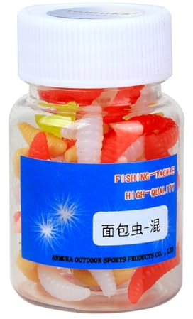 aqxreight 80Pcs 2Cm Soft Plastic Fishing Lures, Artificial Maggot Grub Bait for Freshwater Saltwater Bass Trout Panfish, Lifelike Swimming Action