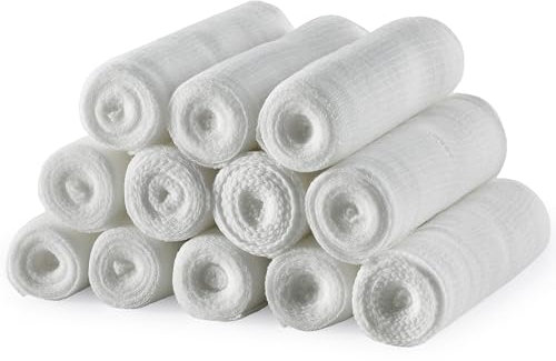 MEDca Medizinische Dehnbare Mullbinde Verband Rolle Tape für Wundpflege, 12er Pack, 10 cm x 3,7 m