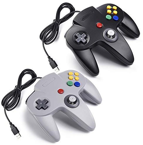 miadore 2x USB N64 Bit 64 Controller Joystick GamePad für Windows PC Mac Raspberry pi3 Retro pie (Grau/Schwarz)