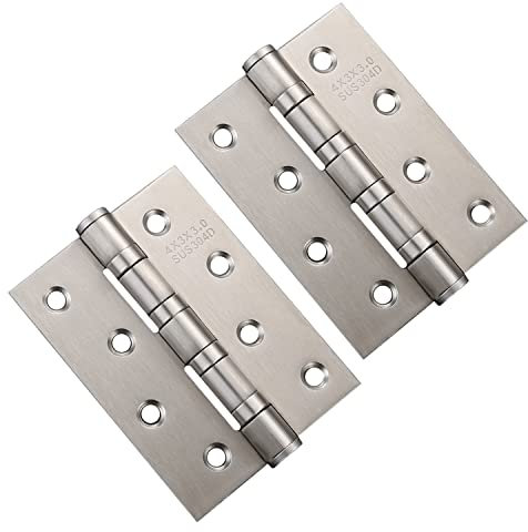 Qrity 4 Stück Schrank Scharniere 4 100mm Edelstahl Scharniere Klappbar Kugellager Scharniere Türscharnier, Silber