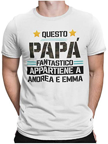 STAMPATEK Maglietta papà Personalizzata con Nome o Scritta Tshirt Festa del papà Maglia Idea Regalo Divertente T-Shirt Uomo Manica Corta