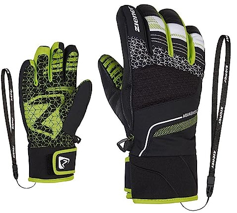 Ziener Kinder LONZALO Ski-Handschuhe/Wintersport | wasserdicht, Primaloft, Black.Lime, 6,5