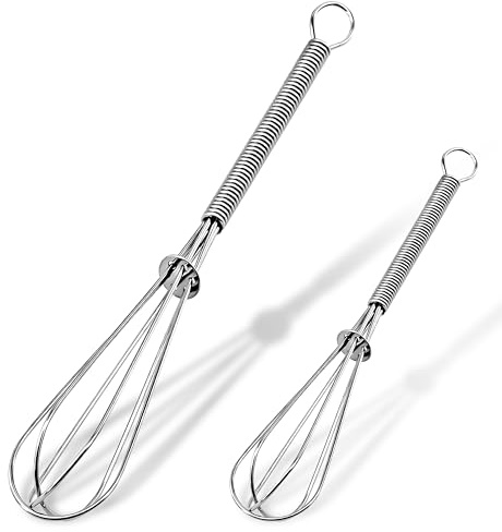 Anaeat Mini-Draht-Schneebesen, Set mit 2 tragbaren Edelstahl-Küchenbesen und Eierschlägel mit dickem Draht, stabiler kleiner Rührballon zum Kochen, Mischen, Schlagen, Schlagen und Rühren (12,7 cm +