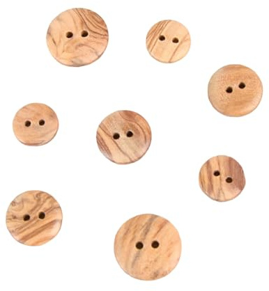 MYMERCERIE Lot de 6 Boutons Bois 2 Trous Bois Naturel - Taille 15mm