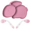 Vicloon Baby Teller Schüssel, Baby Teller Baby Rutschfest für Baby Kleinkinder Kinder, Silikon Babygeschirr Rutschfest mit Saugnäpfen, BPA-Frei, Saugen Abwaschbar für Spülmaschine(Rosa-Kaninchen)