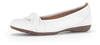 Gabor Damen Klassische Ballerinas, Frauen Flats,Slip-ons,klassisch elegant,Ballerinen,Halbschuhe,Sommerschuhe,Slipper,flach,Weiss,40 EU / 6.5 UK