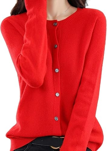 Newdvmmss Manche Lunghe, Tricot Dolce e Caldo, col Rondo Mantello in cardigan tricottato(Rouge,M)