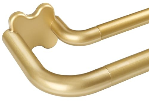 Gold Double Curtain Rods 32 to 58 Inch (2.6-4.8ft), USFOOK Blackout Wrap Around Curtain Rods for Windows 20 to 54 Inches, 6/8 Inch Room Darkening Drapery Rod, Decorative Pole for Christmas