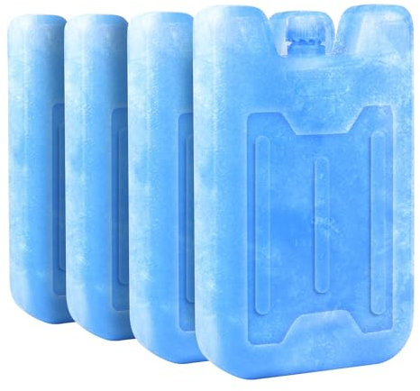 4-Pack Ice Packs for Lunch Boxes Cooler Tote Bags Reusable Refreezable Cold Slim Large Cheap Hard Protable Icepacks for Bento Shipping Beach Camp Car Milk Bottle Block Lunches Styrofoam Adult Men