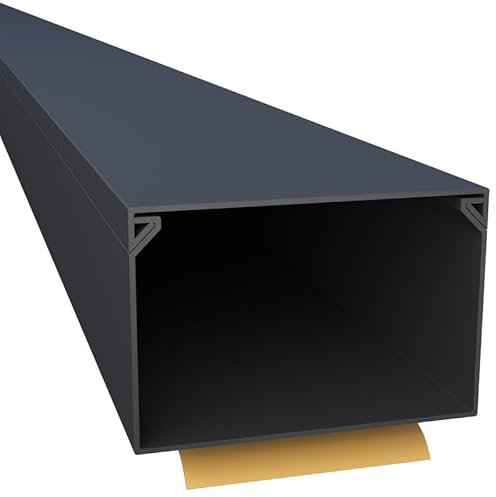 CILSON WDK6040SS 4400330 Kabelkanal Selbstklebend 60x40mm Schwarz - 2 m / 2000 mm, XXL Größe für umfangreiche Kabelmengen, Sicherer Halt