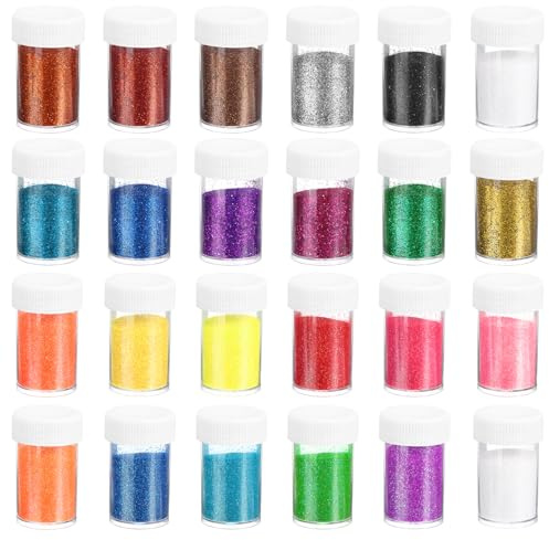 PATIKIL holografiskt fint glitterset, 24 glas 408 g/14,4 oz blandat glitterpulver för hantverk, scrapbooking, kropps- och nageldekorationer, flerfärgad