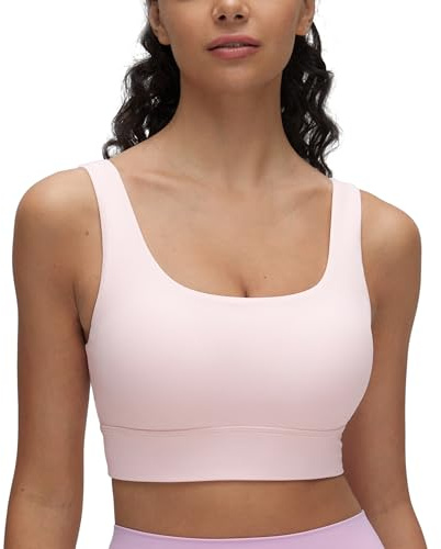 CRZ YOGA Butterluxe U Back Sport-BH:ar | Lätt stöd, Avtagbara inlägg, Yoga, Extremt mjuk, Lång, Rund halsringning, Breda remmar, För kvinnor