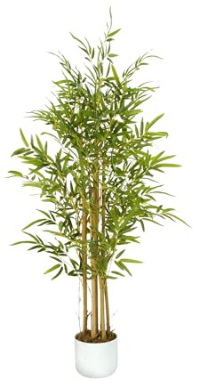 mcc direct Artificial Bamboo Tree, 120cm Tall Large Decorative Artificial Plant with Plastic Planter and Artificial Moss for House Bedroom Office Garden Store Decoration