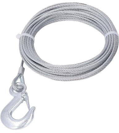Cinta Remolque Cable de Acero Inoxidable galvanizado for cabrestante, 4 mm x 12 m, Resistencia de 2000 LB, Repuesto for cabrestante.