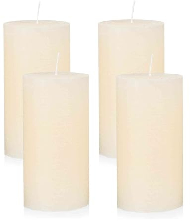 NKlaus Candele dell'Avvento rustiche color crema, set da 4 pezzi, Ø 6 x 10 cm, candele in cera per decorazioni natalizie, corona dell'Avvento e decorazione da tavolo, lunga durata