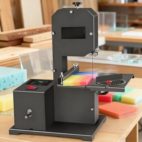 Sega a Nastro Elettrica 800W per Lavorazione Legno - Taglio 70mm, Gola 90mm,Tavolo Metallo Inclinabile,Multifunzione per Modellismo,per Lucidatura Rettifica Taglio Levigatu