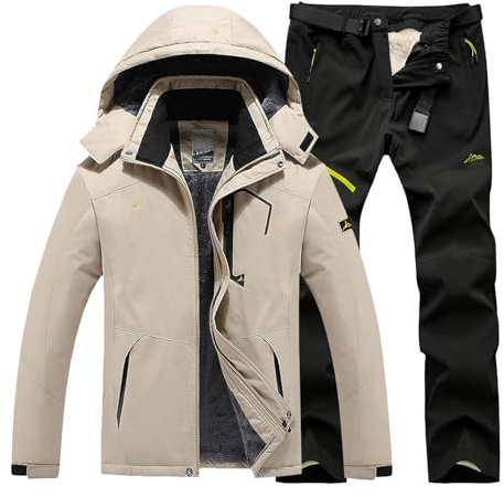 Generico Tute da Neve Uomo Tecnici 2 Pezzi Set Due Pezzi Tuta da Sci Completo Pantaloni E Giacca Snowboard Abbigliamento Neve