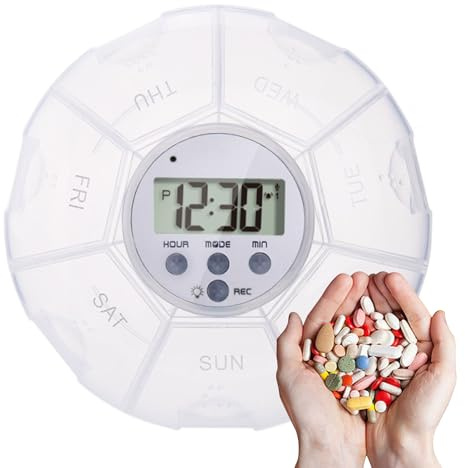 Automatisk medicindispenser Portabel timer med larm och LED- | Pillerlåda Med Larm multifunktionell för äldrevård, , studio, resor, vård, sjukhus, hälsoprodukter, kosttillskott