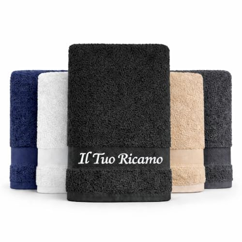 Ristohouse Asciugamano Personalizzato con Nome Ricamato – 100% Cotone 380 g/m² – Morbido e Assorbente – con Passante per Appendere – Idea Regalo Uomo Donna – Vari Colori