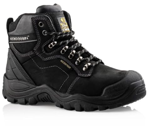 Buckler BSH009BR Waterproof Anti-Scuff Safety Work Boots Brown (Sizes 6-13) Men's Steel Cap Trade Shoes (8)