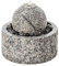 Dehner Gartenbrunnen Bern inkl. LED-Beleuchtung, warmweiß, Ø 42 cm, Höhe 45 cm, Granit, grau/weiß