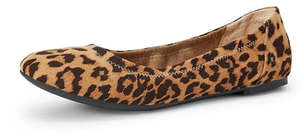Amazon Essentials Women's Belice Ballet Flat, Light Brown Leopard, 8 UK