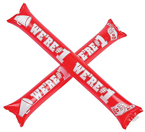 Fun Express We are Number One Red Boom Sticks – School Spirit Noise Makers Sports Events Pep Rallies Celebrations – Easy to Use for Fun Cheering Vibrant Red Color – Ideal for Fans & Teams – 24 Pieces