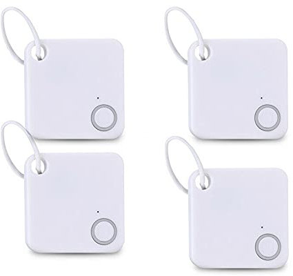 Riloer Smart Tag Finder, traqueur Bluetooth pour Enfants, Alarme de localisation GPS pour Animaux de Compagnie, traqueur de clé de Portefeuille, Blanc, 4 pièces