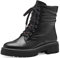 MARCO TOZZI Damen Stiefeletten zum Schnüren aus Kunstleder Plateau, Schwarz (Black), 39