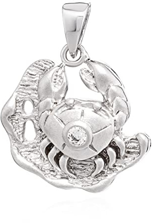 NKlaus hänge stjärntecken hummer 925 silvermatt zirkonia vit zodiak 14143