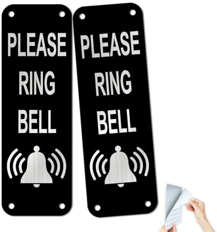 SINMAO Placas de números de puerta para pared, timbre de anillo, señalización de aluminio de metal cepillado, pegatinas de anillo pequeño de 50 mm × 150 mm