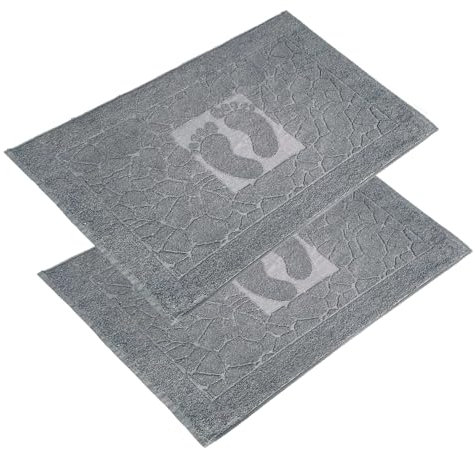 OG-ER Badvorleger Set 2 Teilig, Frottee Duschvorleger, Waschbar Duschmatte & Badteppich, 600 g/m² &100% Baumwolle, Saugfähig & Schnelltrocknend, 50 x 70 Anthrazit