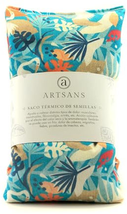 Saco Semillas Microondas | Bolsa Semillas Calor Microondas | Cojin Cervical Térmico Relleno de Semillas de mijo y Flores de Lavanda | Para calentar y calmar dolor muscular 48 x 13 cm y 850g