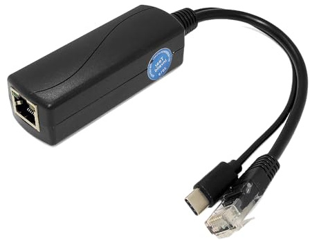 REVODATA 2.5G Type C PoE Splitter 5V/2.4A, 48V PoE to USB-C 5V/2.4A 12W Output, 2.5Gbps Ethernet Comply IEEE802.3af/at, Plug and Play for Smart Home