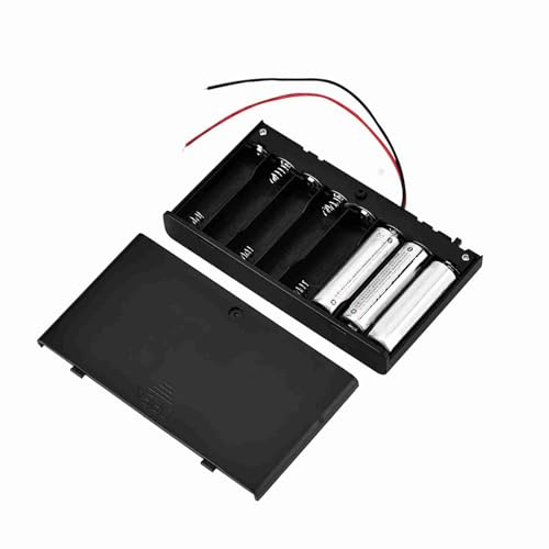 8 x AA batterihållare, plastbatteriförvaringslåda med lock och tändningsbrytare flänsar för anslutningskabel, med på/av-kabel för strömbrytare och lock